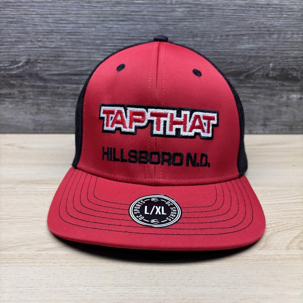 Tap That Hat Cap Fitted L/XL Red Trucker Embroidered Hillsboro North Dakota